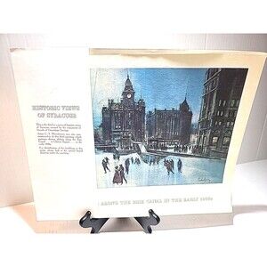 NOS Vintage 11 X 14 Syracuse History Lithograph Painting Erie Canal 1900s